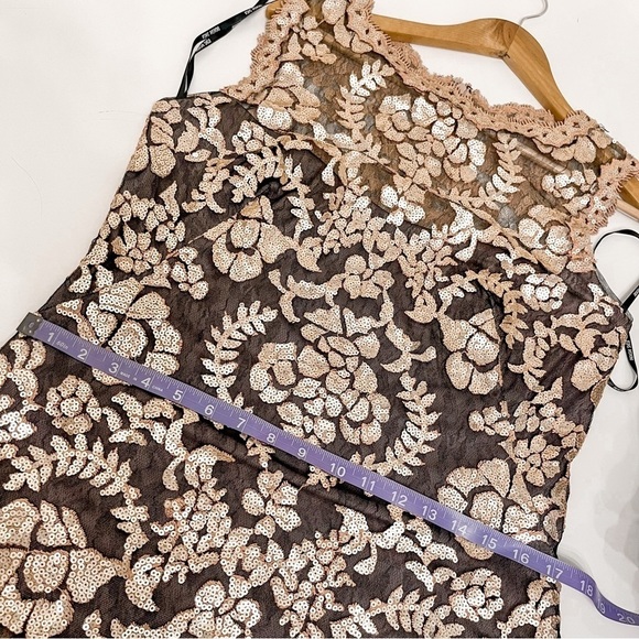 Tadashi Shoji black gold illusion sequins gown size 12 - Picture 13 of 14